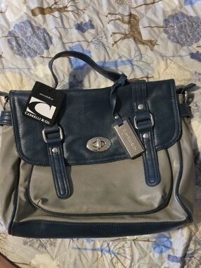 NWT Two-Tone Navy and Gray Satchel